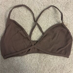 Urban Outfitters Women's Brown Ribbed Bralette